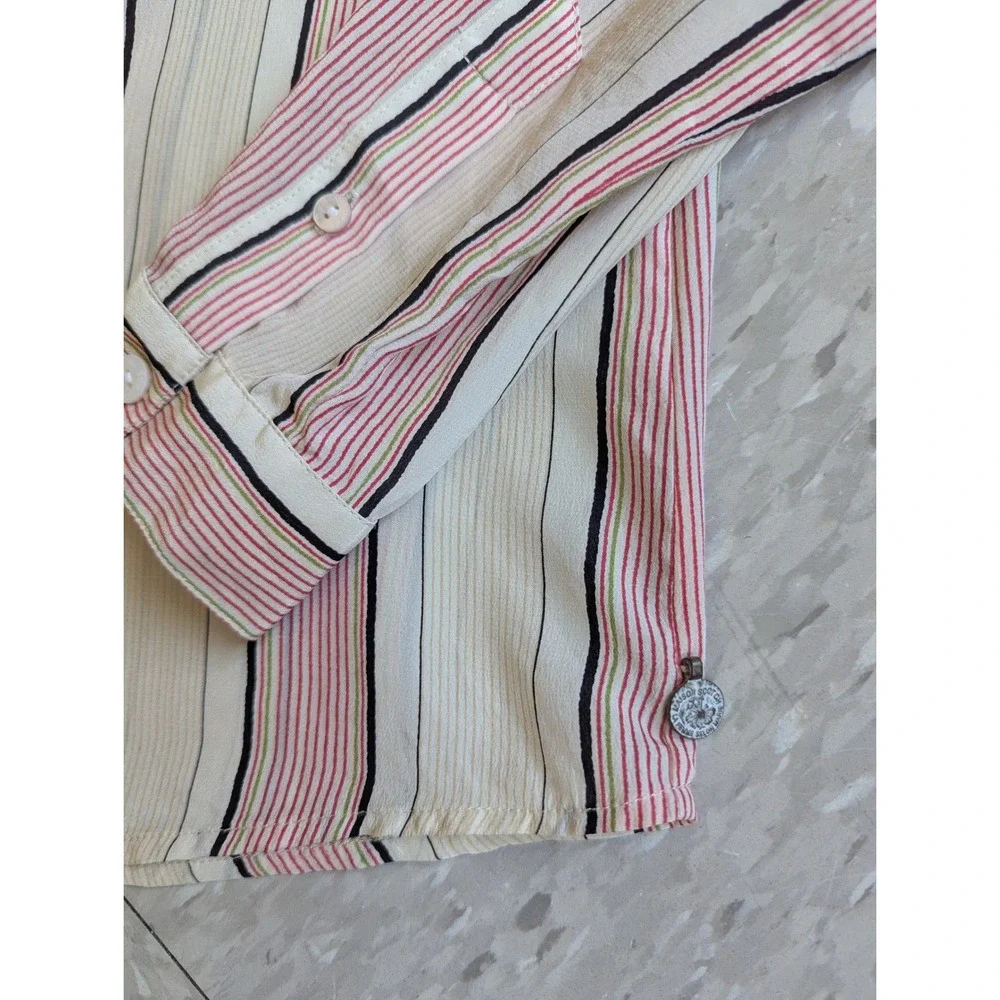 Maison Scotch Amsterdams Blauw Silk Striped‎ Button Down Blouse Pink Cream Black